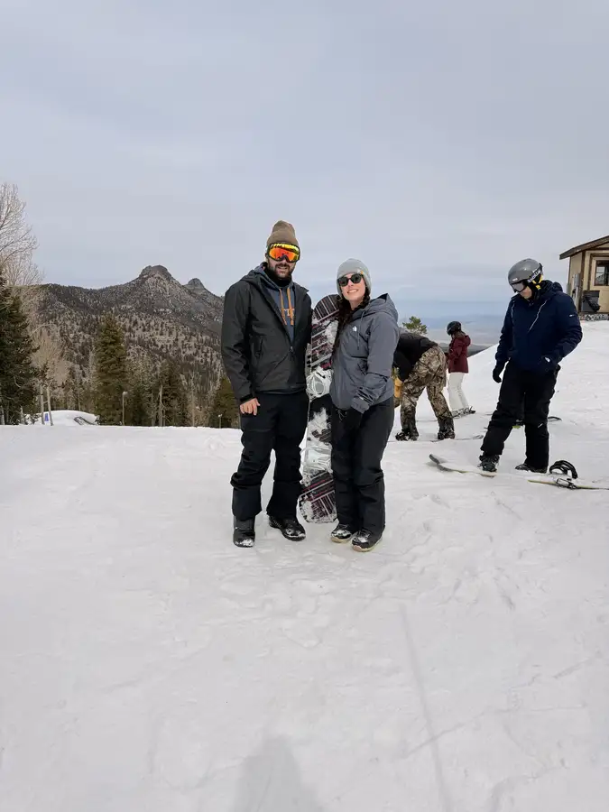 Snowboard day in the mountains